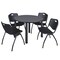 Kee Kee Round Table & Chair Set, Wood, Metal, Plastic Top, Grey TB48RNDGYBPBK47BK - alternate 1